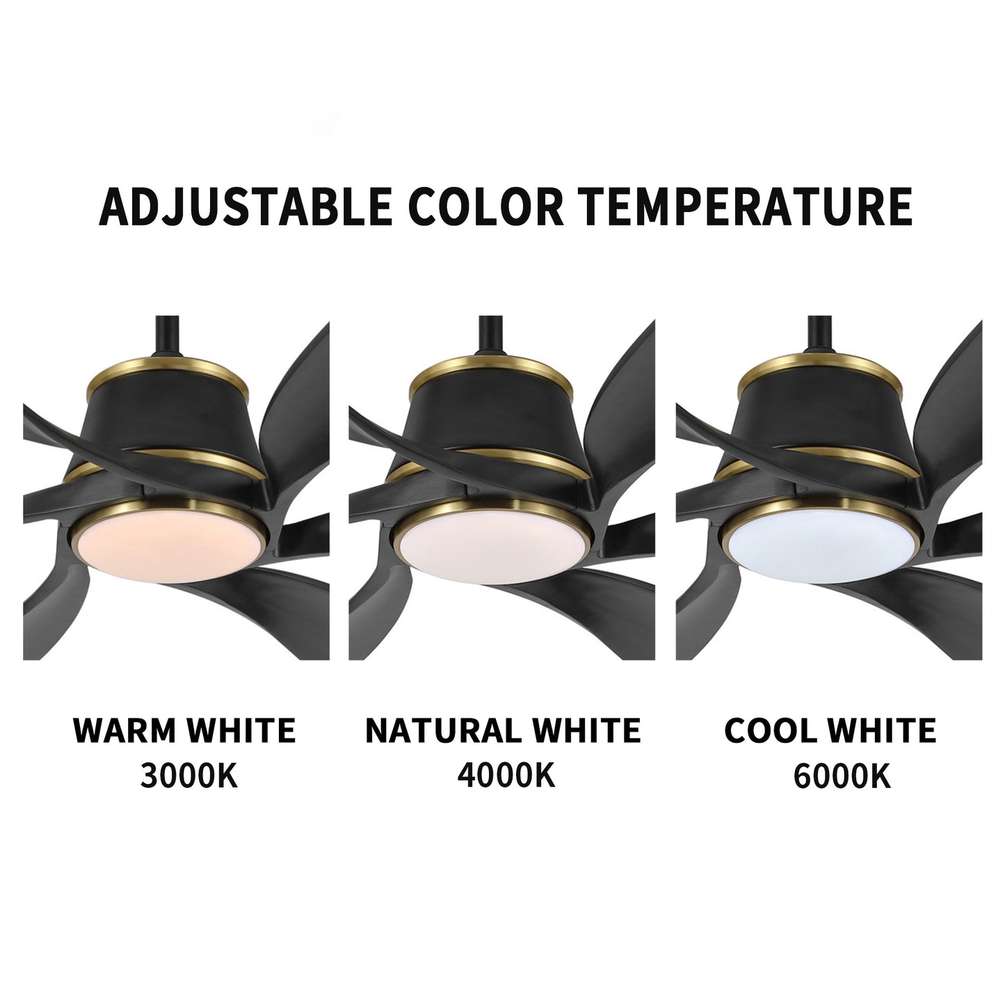60" Matte Black Ceiling Fan with LED Light and Remote – Modern 6-Blade Smart Fan