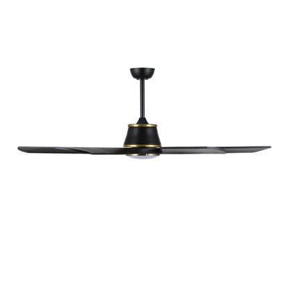 60" Matte Black Ceiling Fan with LED Light and Remote – Modern 6-Blade Smart Fan