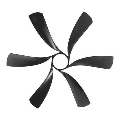60" Matte Black Ceiling Fan with LED Light and Remote – Modern 6-Blade Smart Fan