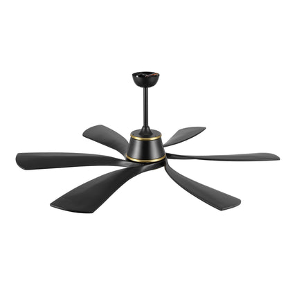 60" Matte Black Ceiling Fan with LED Light and Remote – Modern 6-Blade Smart Fan