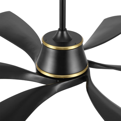 60" Matte Black Ceiling Fan with LED Light and Remote – Modern 6-Blade Smart Fan