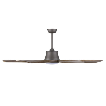60" Charcoal Grey Ceiling Fan with Wood Blades and LED Light – 6-Blade Smart Fan with Remote
