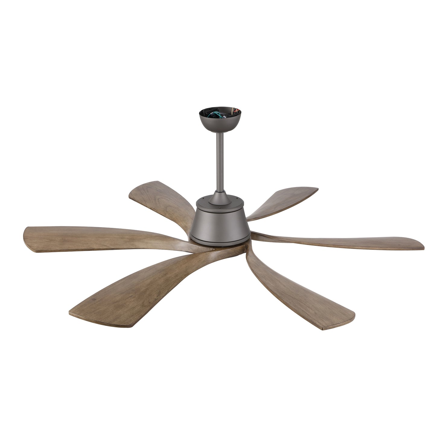 60" Charcoal Grey Ceiling Fan with Wood Blades and LED Light – 6-Blade Smart Fan with Remote