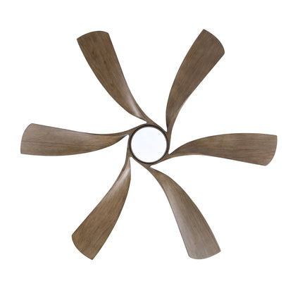 60" Charcoal Grey Ceiling Fan with Wood Blades and LED Light – 6-Blade Smart Fan with Remote