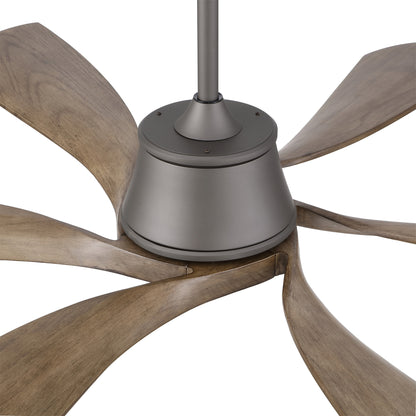 60" Charcoal Grey Ceiling Fan with Wood Blades and LED Light – 6-Blade Smart Fan with Remote