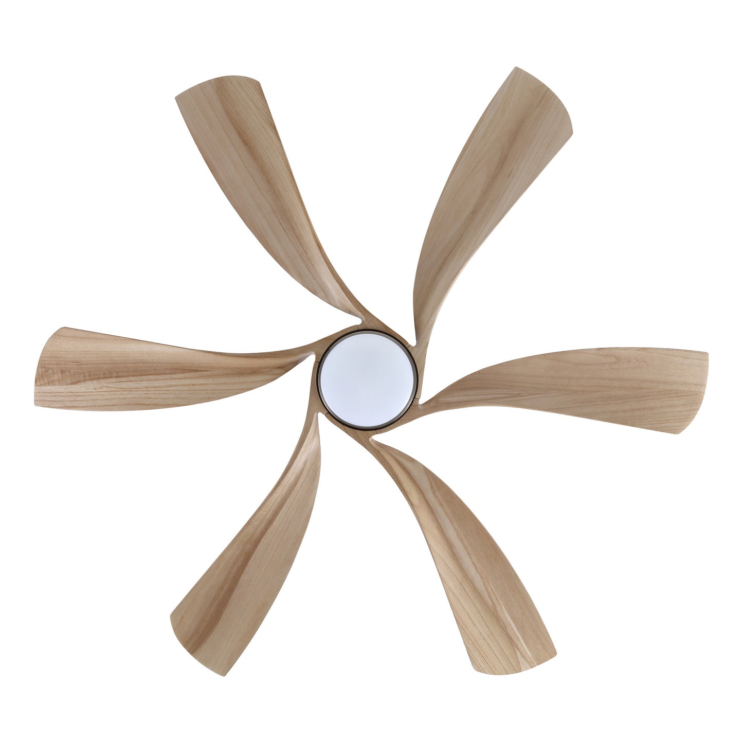 60" Brushed Nickel Ceiling Fan with Wood Blades and LED Light – Modern 6-Blade Smart Fan