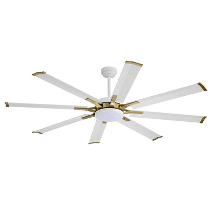 72" White & Gold Ceiling Fan with Light & Remote – Smart 6-Blade, Quiet DC Motor
