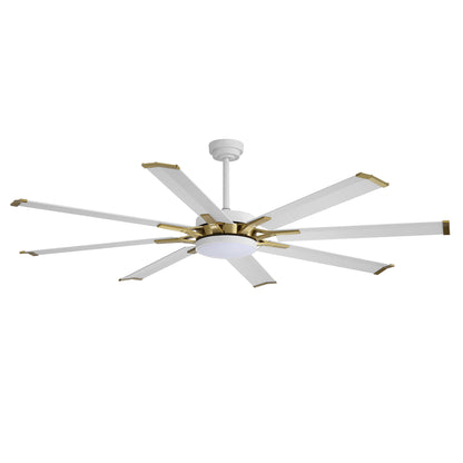 72" White & Gold Ceiling Fan with Light & Remote – Smart 6-Blade, Quiet DC Motor