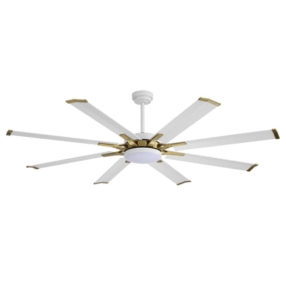 72" White & Gold Ceiling Fan with Light & Remote – Smart 6-Blade, Quiet DC Motor