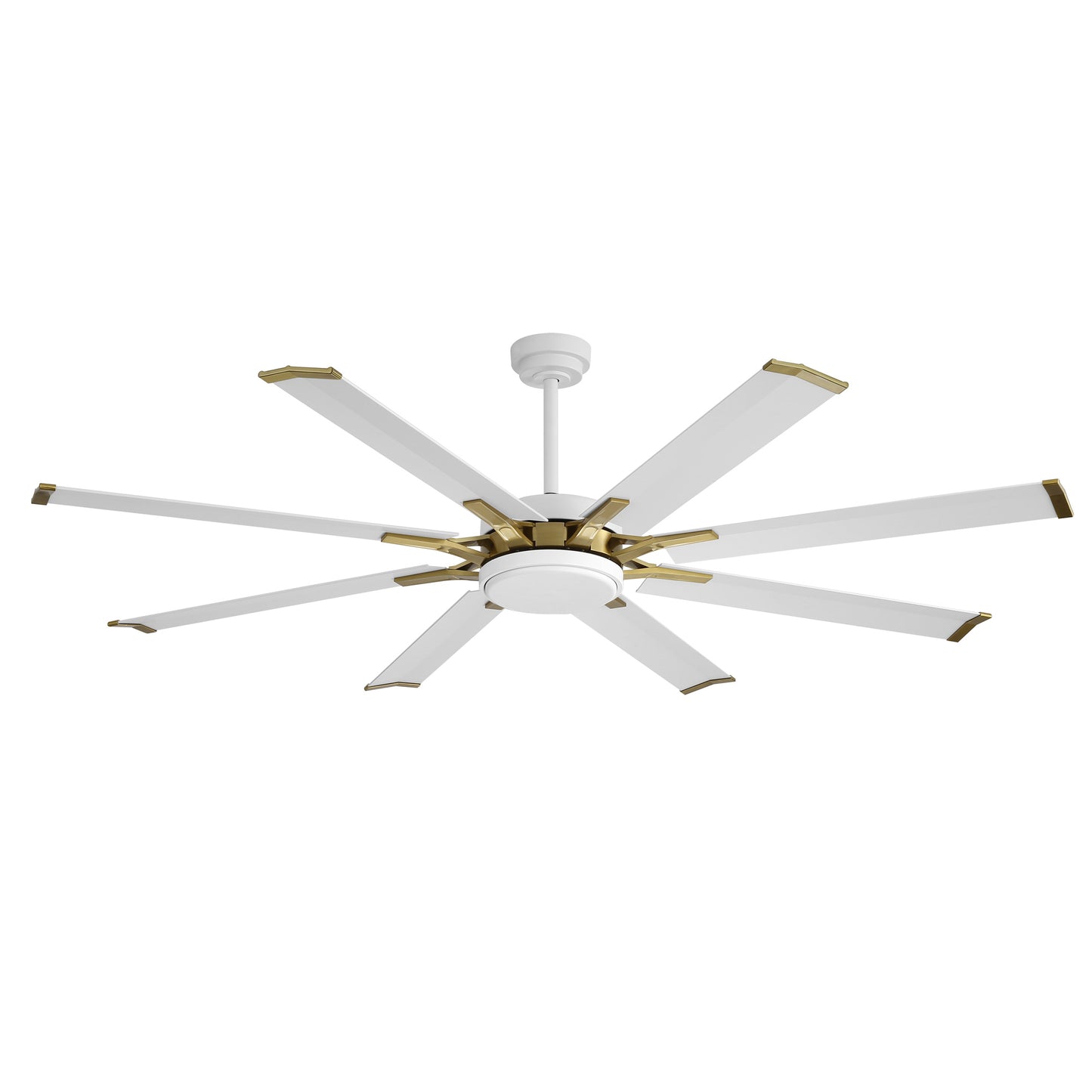Ceiling Fan 72" Modern White + Gold 8-Blade with LED Light