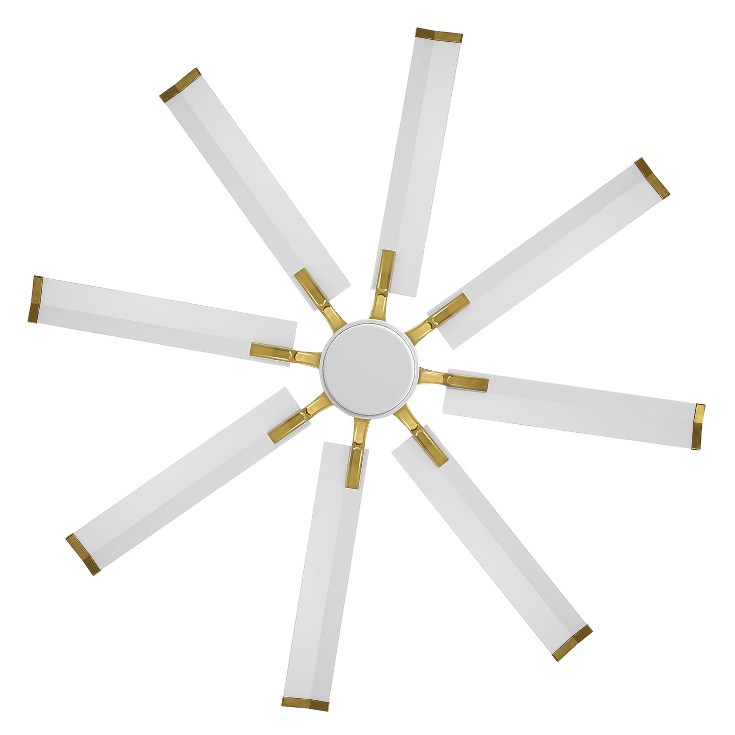 Ceiling Fan 72" Modern White + Gold 8-Blade with LED Light
