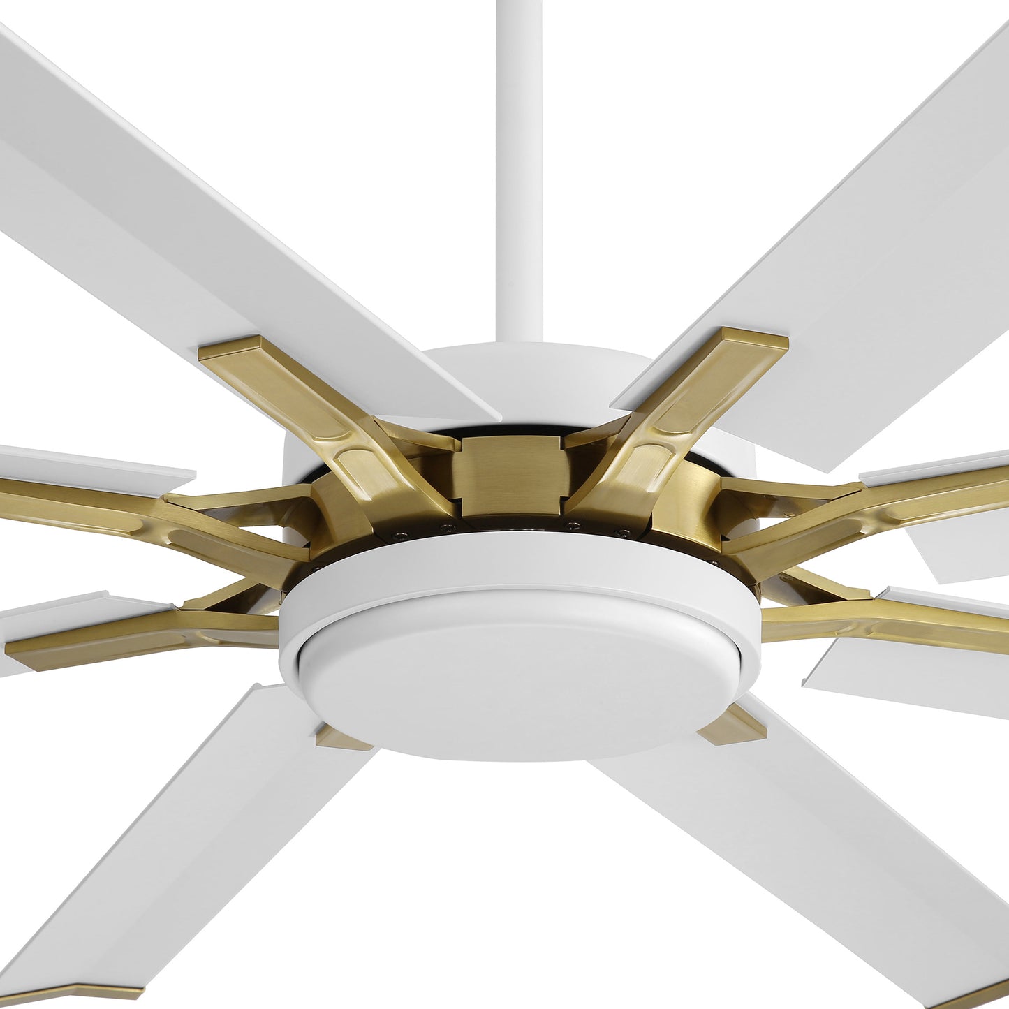 Ceiling Fan 72" Modern White + Gold 8-Blade with LED Light