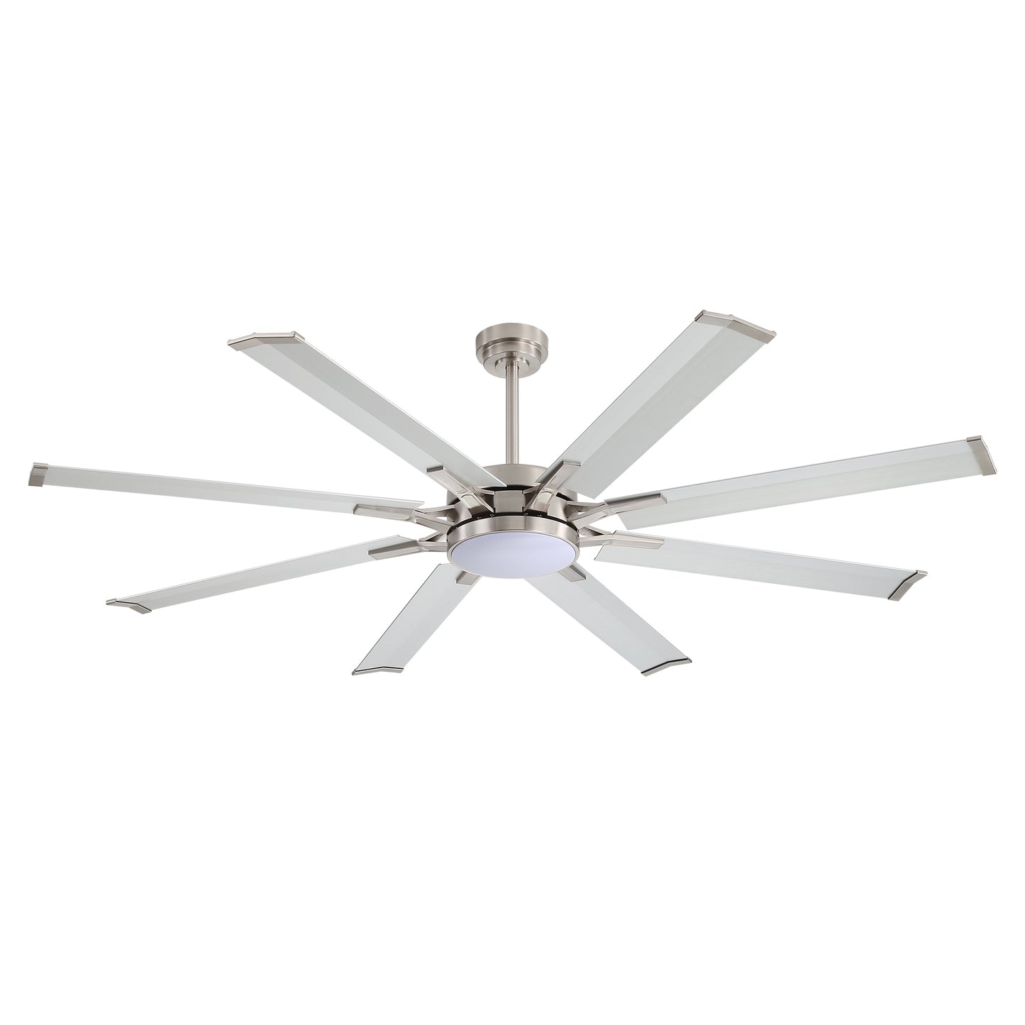 Ceiling Fan 72" Industrial Nickel 8-Blade with LED Light