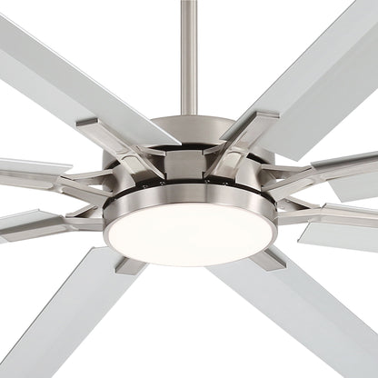 Ceiling Fan 72" Industrial Nickel 8-Blade with LED Light