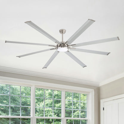 96" Brushed Nickel Ceiling Fan with Light & Remote – Smart 6-Blade, Quiet DC Motor