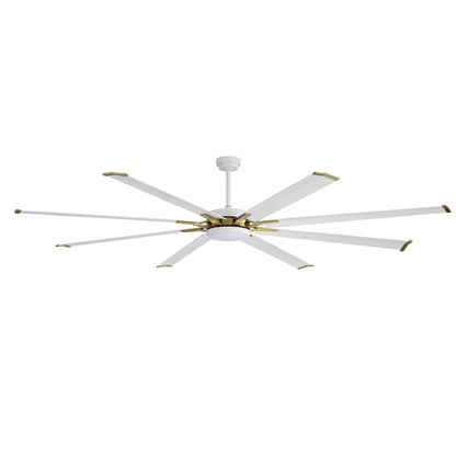 96" White & Gold Ceiling Fan with Light & Remote – Smart 6-Blade, Quiet DC Motor