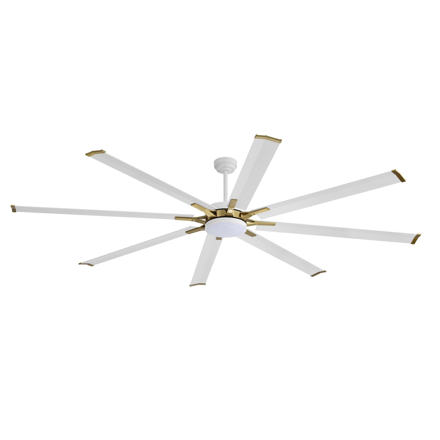 96" White & Gold Ceiling Fan with Light & Remote – Smart 6-Blade, Quiet DC Motor