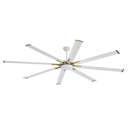 96" White & Gold Ceiling Fan with Light & Remote – Smart 6-Blade, Quiet DC Motor