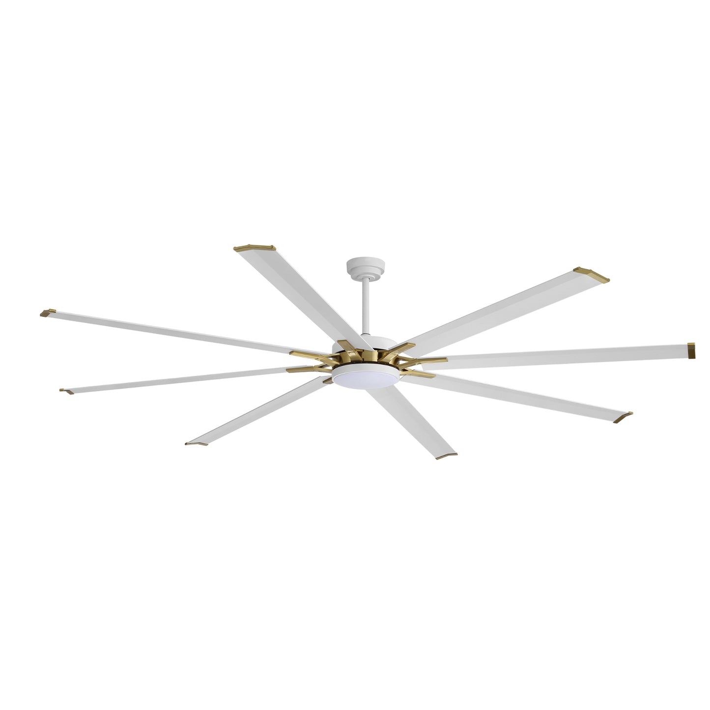 96" White & Gold Ceiling Fan with Light & Remote – Smart 6-Blade, Quiet DC Motor