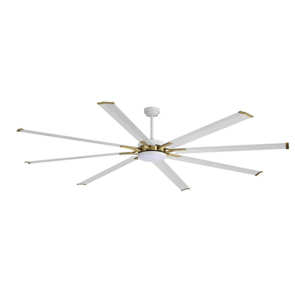 96" White & Gold Ceiling Fan with Light & Remote – Smart 6-Blade, Quiet DC Motor