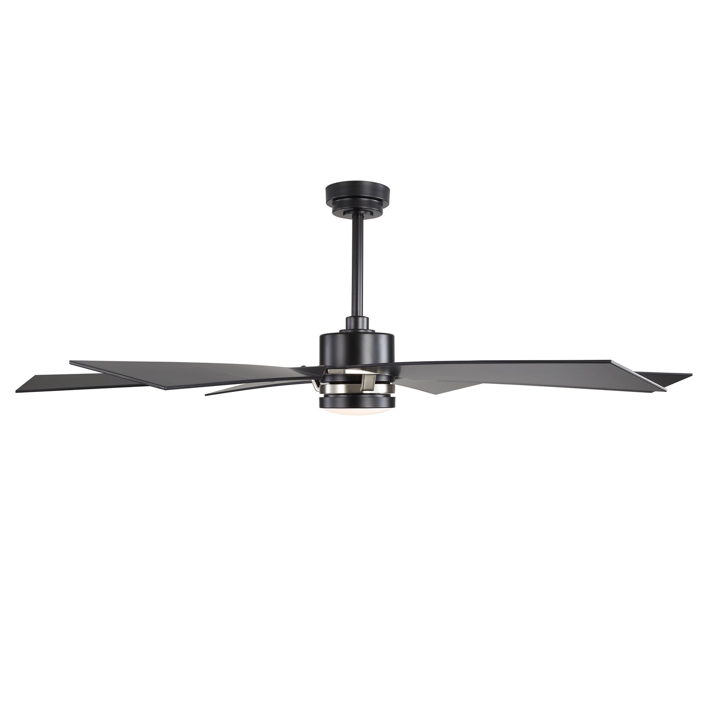 60" Black & Chrome Ceiling Fan with Light & Remote – Smart 6-Blade, DC Motor