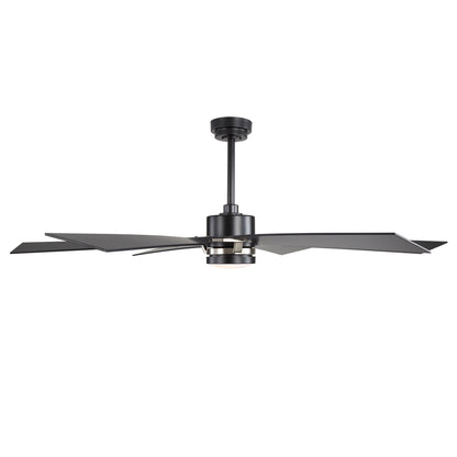 60" Black & Chrome Ceiling Fan with Light & Remote – Smart 6-Blade, DC Motor