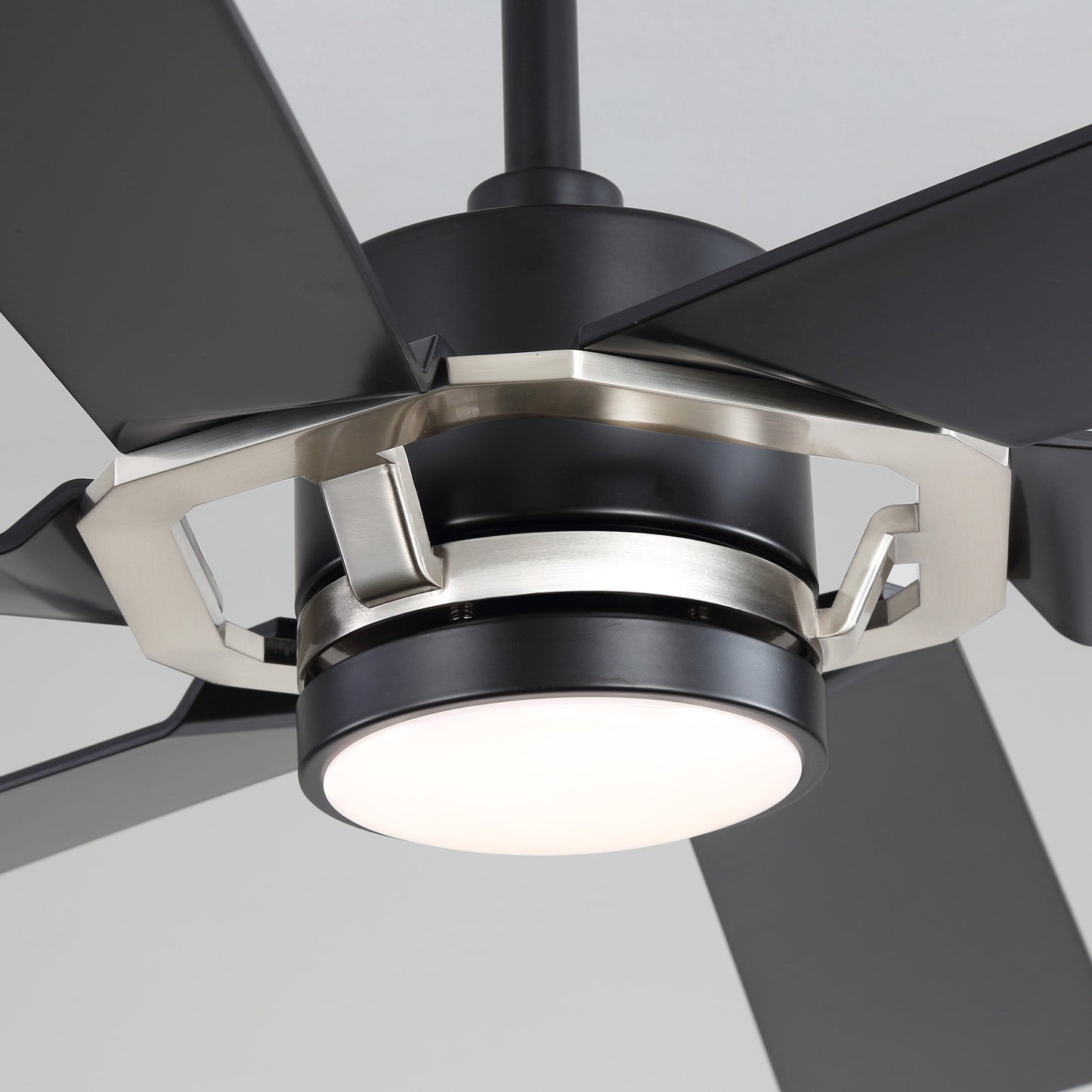 60" Black & Chrome Ceiling Fan with Light & Remote – Smart 6-Blade, DC Motor