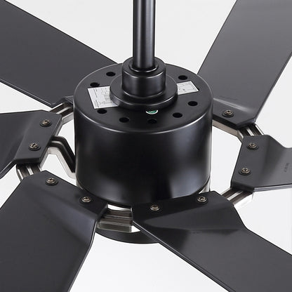 60" Black & Chrome Ceiling Fan with Light & Remote – Smart 6-Blade, DC Motor