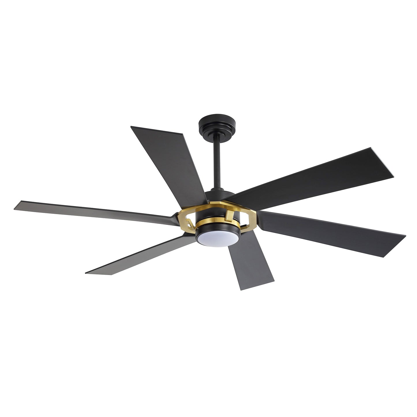 60" Black & Gold Ceiling Fan with Light & Remote – Smart 6-Blade, DC Motor