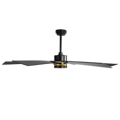 60" Black & Gold Ceiling Fan with Light & Remote – Smart 6-Blade, DC Motor