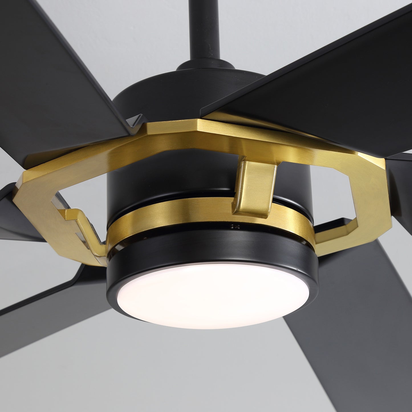 60" Black & Gold Ceiling Fan with Light & Remote – Smart 6-Blade, DC Motor