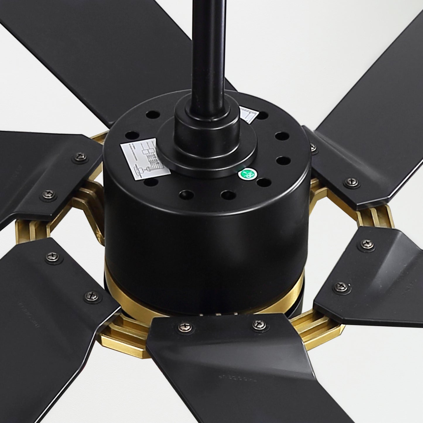 60" Black & Gold Ceiling Fan with Light & Remote – Smart 6-Blade, DC Motor