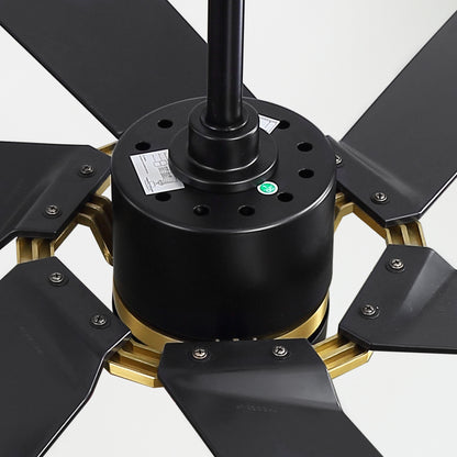 60" Black & Gold Ceiling Fan with Light & Remote – Smart 6-Blade, DC Motor