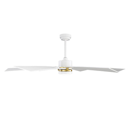 60" White & Gold Ceiling Fan with Light & Remote – Smart 6-Blade, DC Motor