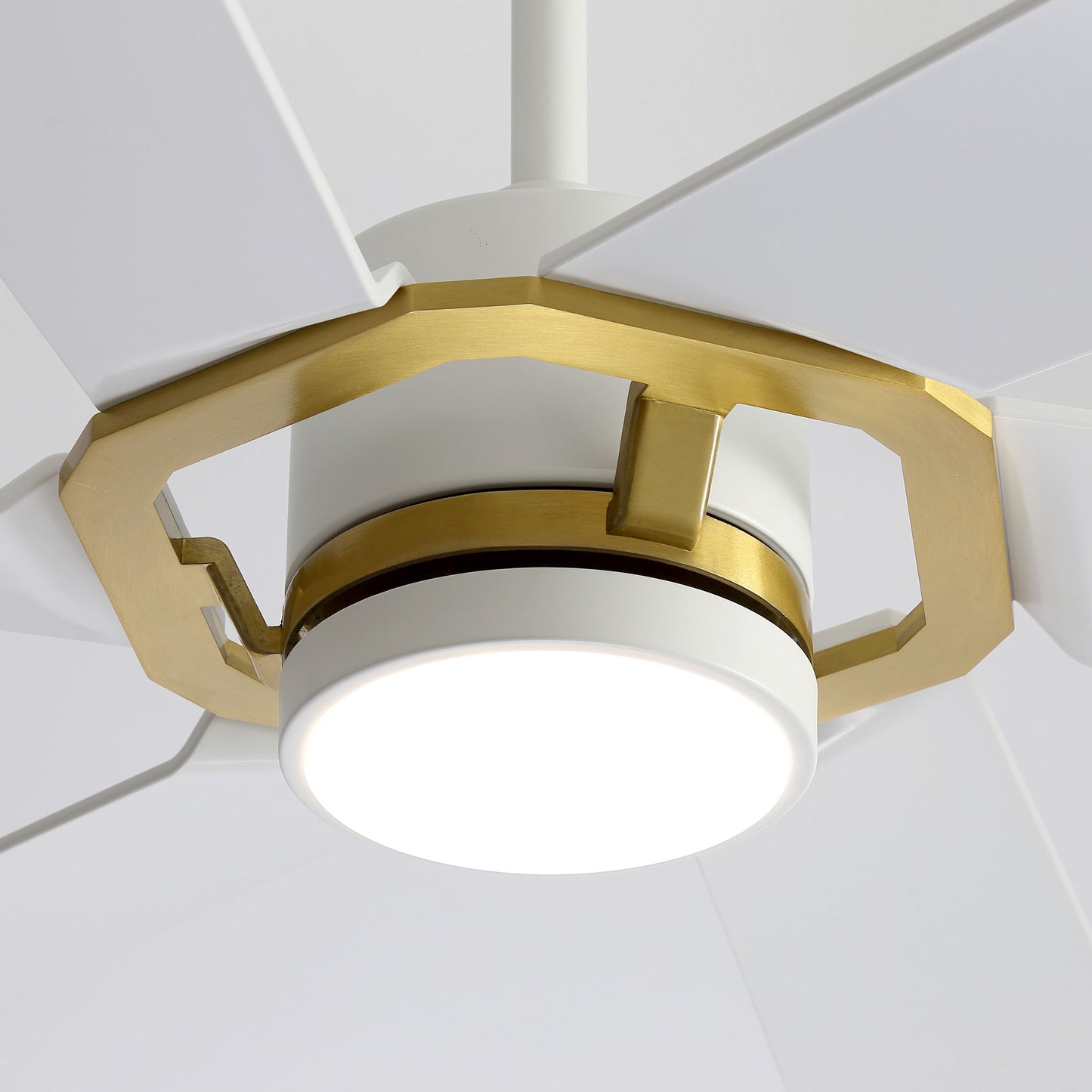 60" White & Gold Ceiling Fan with Light & Remote – Smart 6-Blade, DC Motor