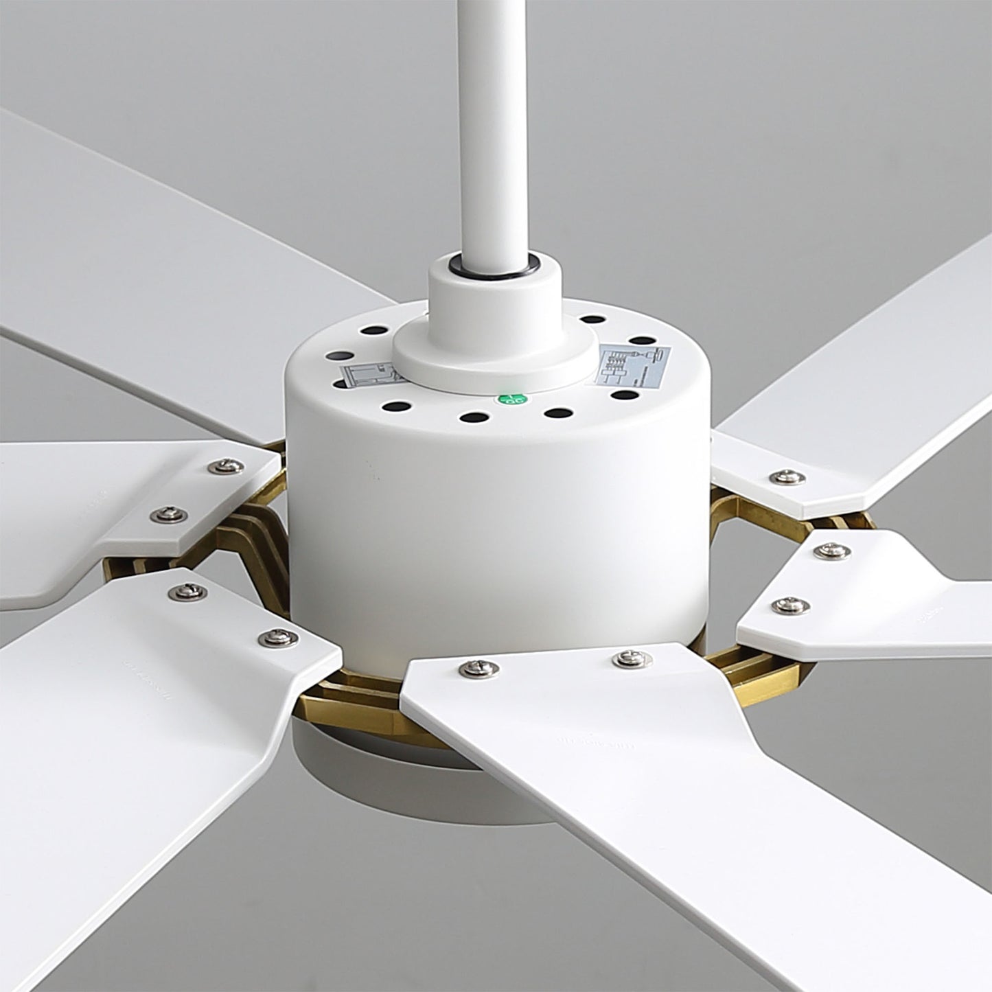 60" White & Gold Ceiling Fan with Light & Remote – Smart 6-Blade, DC Motor
