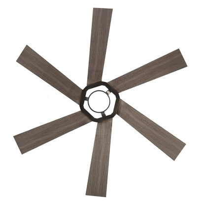 60" Brushed Nickel & Wood Ceiling Fan with Light & Remote – Smart 6-Blade, DC Motor
