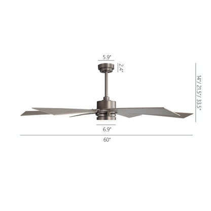 60" Brushed Nickel & Wood Ceiling Fan with Light & Remote – Smart 6-Blade, DC Motor