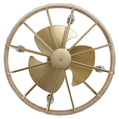 18" Gold Beige Rattan Fandelier Ceiling Fan with Light – Semi Flush Mount with Remote
