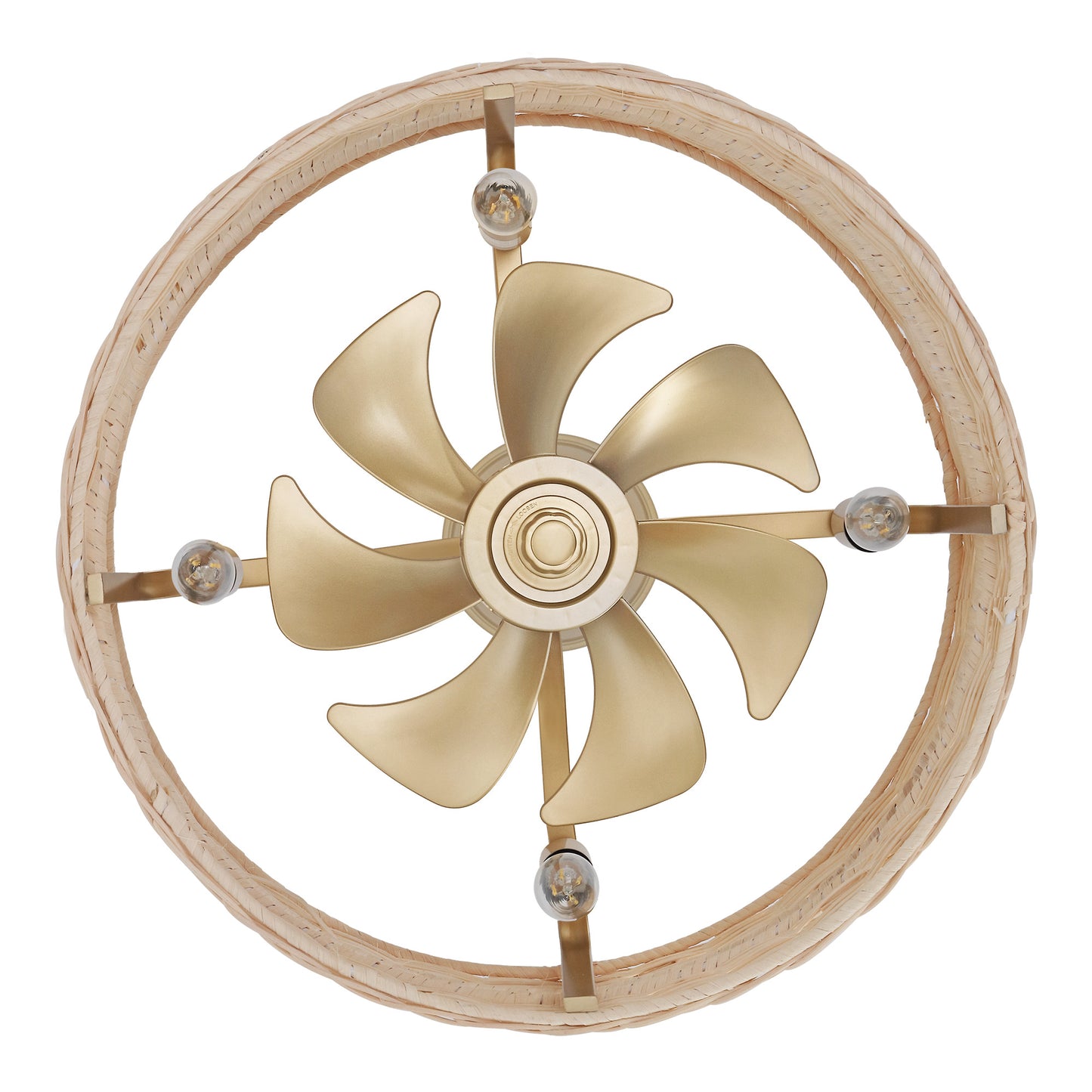 18" Gold Beige Rattan Fandelier Ceiling Fan with Light – Boho Semi Flush Fan with Remote