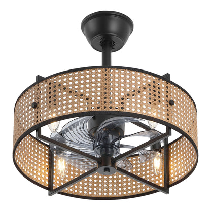 18" Fandelier Ceiling Fan with Light and Remote – Semi Flush Mount Small Space Fan