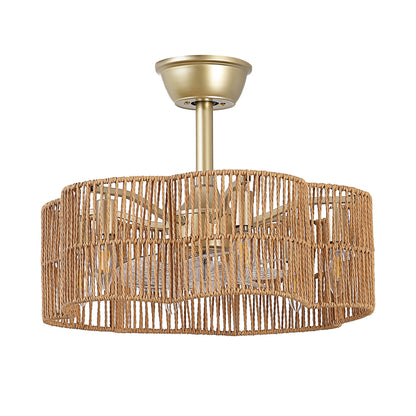 Ceiling Fan 20" 7-Blade 6-Light Modern Gold Brown Fandelier