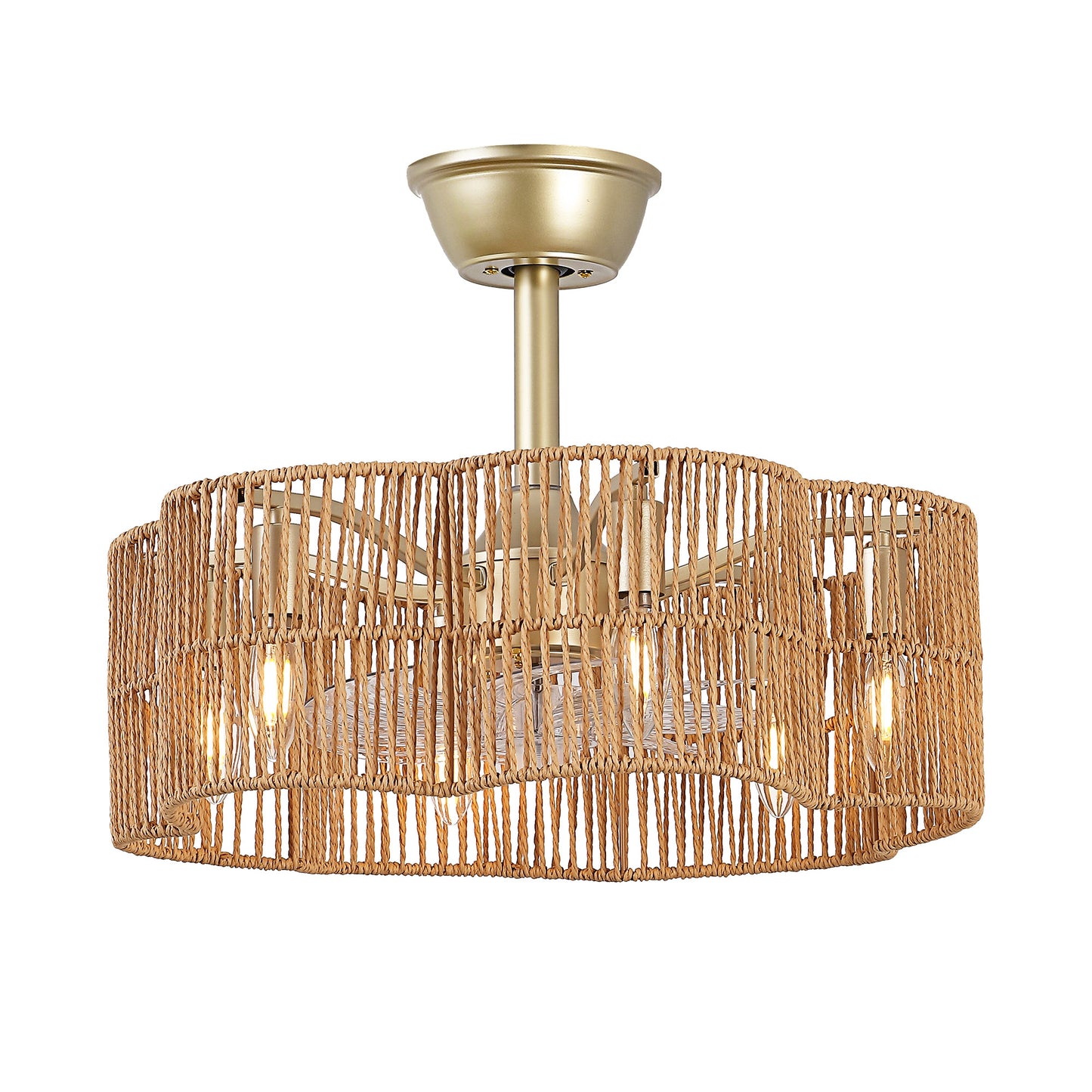 Ceiling Fan 20" 7-Blade 6-Light Modern Gold Brown Fandelier