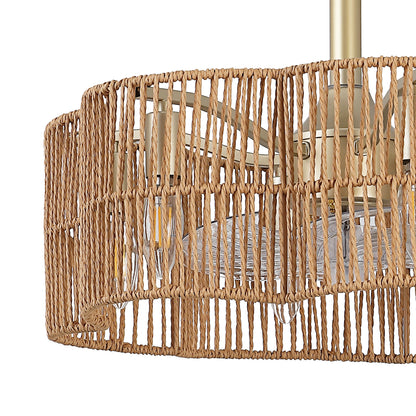 Ceiling Fan 20" 7-Blade 6-Light Modern Gold Brown Fandelier