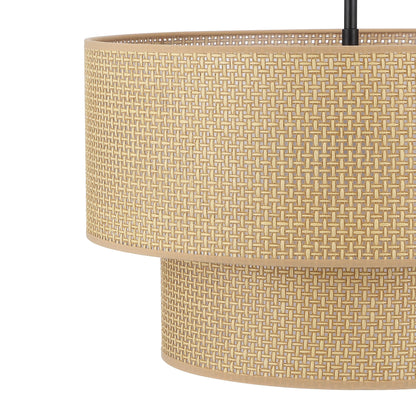 20" Rattan Chandelier 4-Light Black and Natural – Modern Boho Woven Pendant Light
