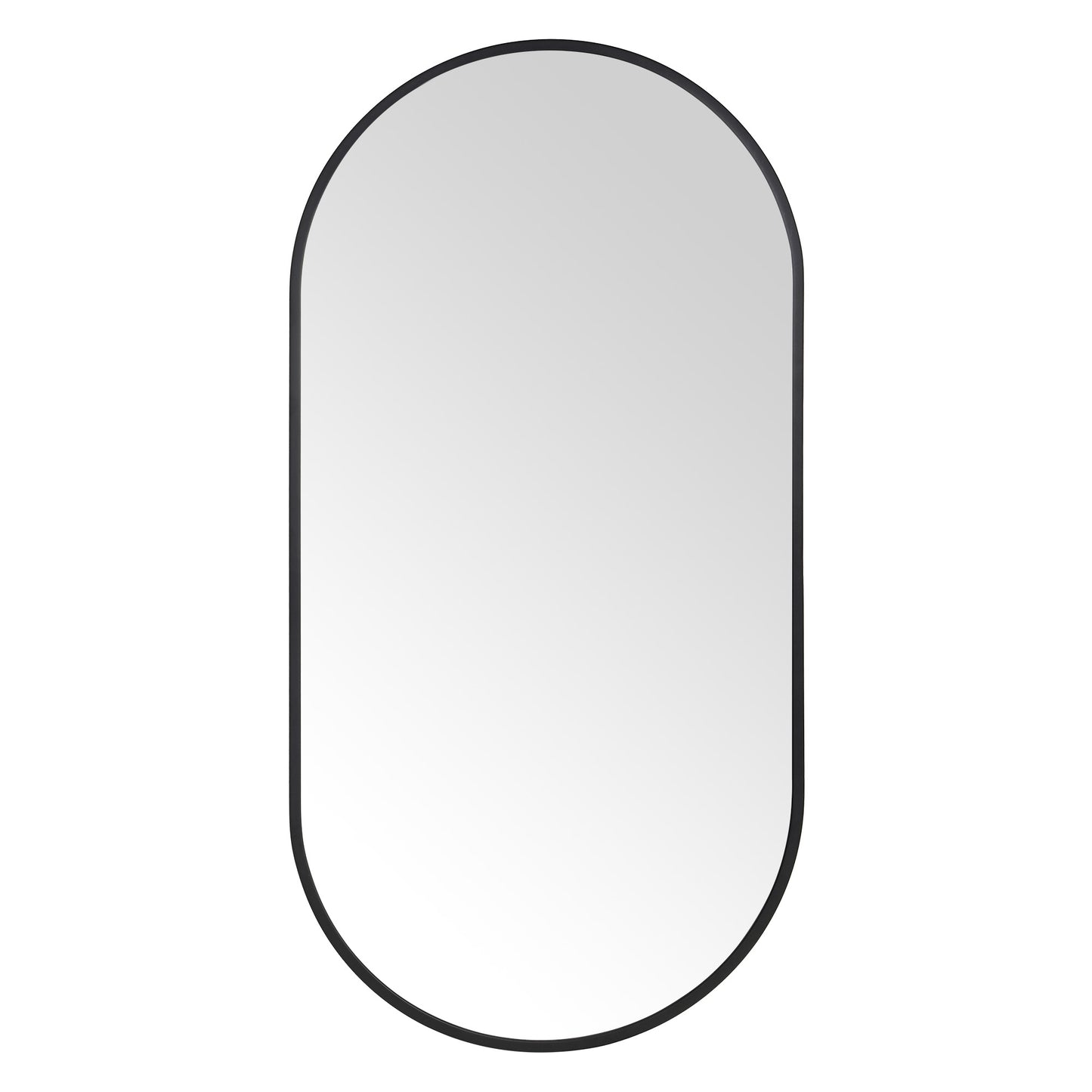 Wall Mirror 20x40" Modern Matte Black Framed Oval