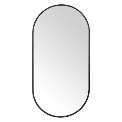 Wall Mirror 20x40" Modern Matte Black Framed Oval