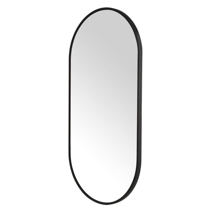 Wall Mirror 20x40" Modern Matte Black Framed Oval