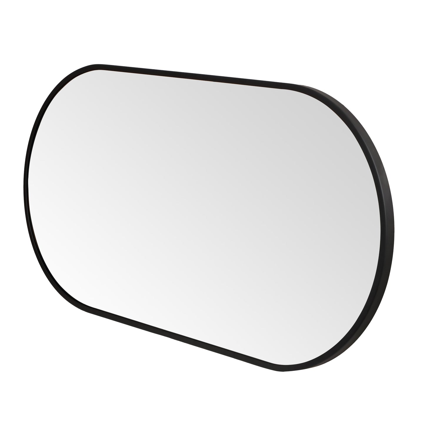 Wall Mirror 20x40" Modern Matte Black Framed Oval