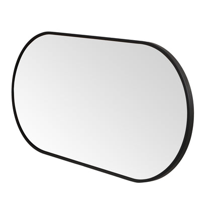 Wall Mirror 20x40" Modern Matte Black Framed Oval